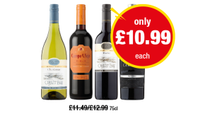 Oyster Bay Chardonnay, Merlot, Campo Viejo Reserva, Carnivor Zinfandell - Now Only £10.99 each at Premier