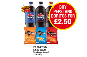 Pepsi, Max, Cherry Max, Doritos Tangy Cheese, Cool Original, Chilli Heatwave - Buy Pepsi And Doritos For £2.50 at Premier