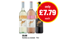 Yellow Tail Jammy White Roo, Rosé, Merlot - Now Only £7.79 each at Premier