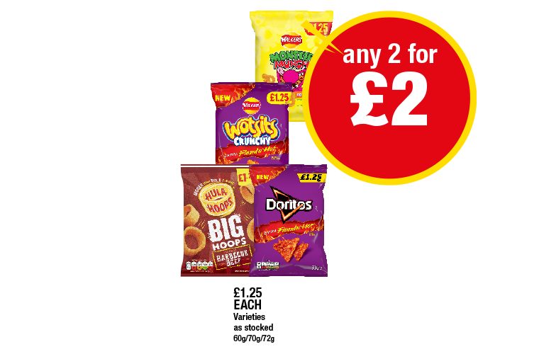 Walkers Monster Munch Roast Beef, Wotsits Crunchy Flamin Hot, Hula