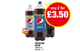 MEGA DEALS: Pepsi, Diet Pepsi, Pepsi Max Cherry - Any 2 for £3.50 at Premier