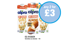 Alpro No Sugars Oat, Almond, Oat - Any 2 for £3 at Premier