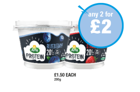 Arla Protein Yoghurt Blueberry, Strawberry - Any 2 for £2 at Premier