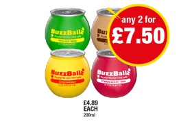 Buzz Ball Tequila'Rita, Choc Tease, Chilli Mango, Strawberry'Rita - Any 2 for £7.50 at Premier