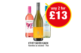 Echo Falls White Zinfandel, McGuigan Lot 92 Chardonnay, Pinot Grigio Caparelli - Any 2 for £13 at Premier