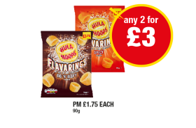 Hula Hoops Flavarings Spicy, Big 'N' Beefy - Any 2 for £3 at Premier