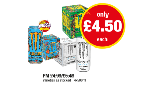 Monster Punch, Juiced, Ultra - Now Only £4.50 at Premier