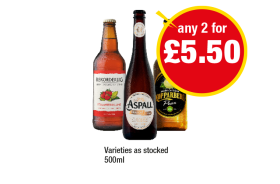 Rekorderlig, Aspall, Kopparberg - Any 2 for £5.50 at Premier