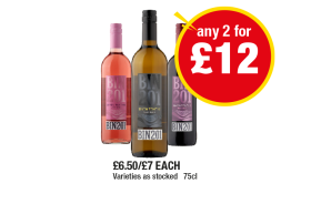 Seven Tenths Bin 201 Rosé, Zesty White, Fruity Red - Any 2 for £12 at Premier
