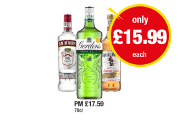 Smirnoff, Gordon's, Captain Morgan Spiced Gold - Now Only £15.99 at Premier