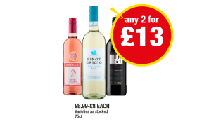 Barefoot White Zinafendel, Caparelli Pinot Grigio, Hardy's Bin 161 Merlot - Any 2 for £13 at Premier