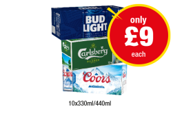 Bud Light, Carlsberg, Coors - Now Only £9 at Premier
