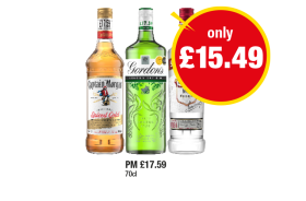 Captain Morgan Spiced Gold, Gordon's Gin, Smirnoff - Now Only £15.49 at Premier
