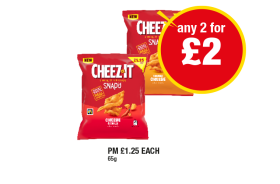 Cheez It Snap'd Double Cheese, Cheese & Chilli - Any 2 for £2 at Premier