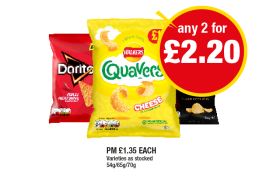 Doritos Chilli Heatwave, Quavers, Sensations Thai Sweet Chilli - Any 2 for £2.20 at Premier