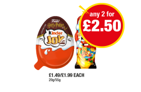 Kinder Joy Harry Potter, Kinder Santa - Any 2 for £2.50 at Premier