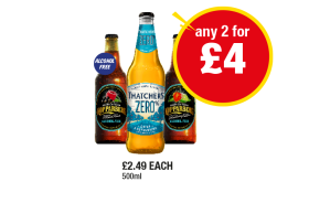 Kopparberg Mixed Fruits Alcohol-Free, Strawberry & Lime, Thatchers Zero - Any 2 for £4 at Premier