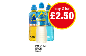 Lucozade Orange, Ice Kick, Blue Force - Any 2 for £2.50 at Premier
