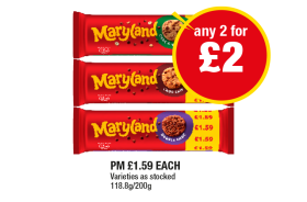 Maryland Choc & Hazelnut, Choc Chip, Double Choc - Any 2 for £2 at Premier