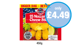MJ's Diner 5 Mozzarella Cheese Sticks - Now Only £4.49 at Premier