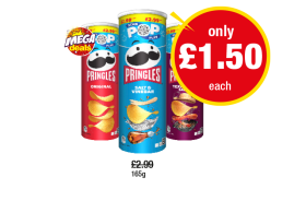 Pringles Original, Salt & Vinegar, Texas BBQ Sauce - Now Only £1.50 at Premier