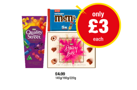 Quality Street, Crispy M&M's Bar, Nestle Dairy Box - Now Only £3 at Premier