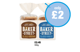 Baker Street Sliced Brown, Sliced White - Now Only £2 at Premier