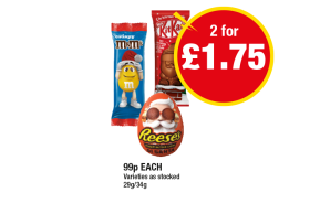 Crispy M&M's Bar, KitKat Bar, Reese's DJ Santa - Any 2 for £1.75 at Premier