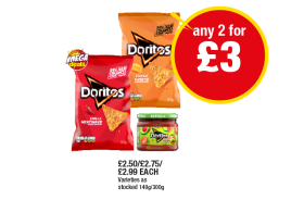 Doritos Chilli Heatwave, Tangy Cheese, Mild Salsa - Any 2 for £3 at Premier