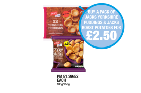 Jack's Yorkshire Puddings, Roast Potatoes - Buy A Pack Of Jacks Yorkshire Puddings & Jacks Roast Potatoes for £2.50 at Premier