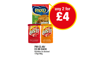 Paxo Stuffing, Aah Bisto Original, Chicken - Any 2 for £4 at Premier