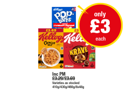 Pop Tarts Strawberry Sensations, Kelloggs Crunchy Nut, Krave - Now Only £3 at Premier