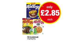 Kellogg's Krave, Coco Pops Chocos, Corn Flakes - Now Only £2.85 at Premier