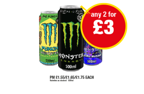 Monster Original, Punch Rio, Lewis Hamilton - Any 2 for £3 at Premier