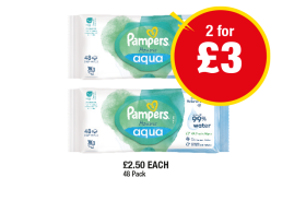 Pampers Aqua Wipes - Any 2 for £3 at Premier