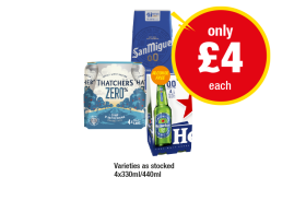 San Miguel 0.0, Thatchers Zero, Heineken 0.0 - Now Only £4 at Premier