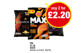 Sensation Thai Sweet Chilli, Max Paprika, Space Raiders Saucy BBQ - Any 2 for £2.20 at Premier