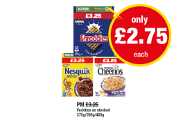 Shreddies Original, Nesquick, Cheerios - Now Only £2.75 at Premier