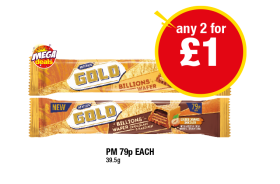Gold Billions Wafer, Chocolate & Hazelnut - Any 2 for £1 at Premier
