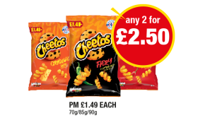 Cheetos Original, Fiery, Twisted - Any 2 for £2.50 at Premier