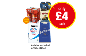 Estrella 0.0, Moretti Zero, Poretti 0.0, San Miguel 0.0 - Now Only £4 at Premier