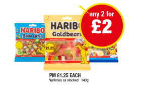 Haribo Balla Bites, Goldbears, Starmix - Any 2 for £2 at Premier