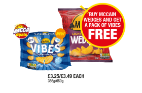 McCain Vibes Salt & Vinegar, Lightly Spiced Wedges - Buy McCain Wedges And Get A Pack Of Vibes FREE at Premier