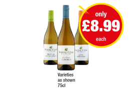 Wairau Cove Sauvignon Blanc, Pinot Grigio, Chardonnay - Now Only £8.99 at Premier