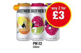 Brothers Cider Best Of The Zest, Berry Sub-Lime, Un-Berrybelievable - Any 2 for £3 at Premier