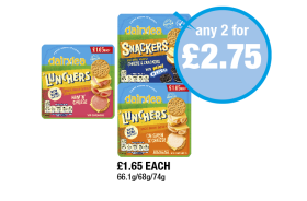 Dairylea Lunchers Ham 'N' Cheese, Chicken 'N' Cheese, Snackers Cheese & Crackers - Any 2 for £2.75 at Premier