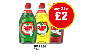 Fairy Original, Lemon, Pomegranate & Grapefuit - Any 2 for £2 at Premier
