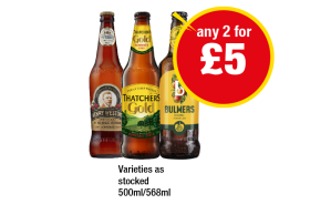 Henry Weston Vintage Cider, Thatchers Gold, Bulmers Original - Any 2 for £5 at Premier