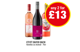 Barefoot Rosé, McGuigan Shiraz, Blossom Hill - Any 2 for £13 at Premier