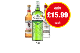 Captain Morgan Spiced Gold, Gordon's, Smirnoff - Now Only £15.99 at Premier